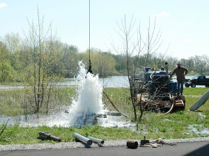 Workers seal abandoned well to protect the Michindoh aquifier near Bryan, Ohio. Photo: Bryan Municipal Utilities