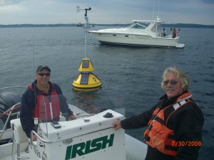 Buoys in the Great Lakes transmit data back to shore.  Photo courtesy of Guy Meadows.