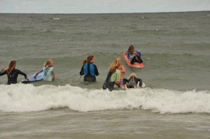 The Surfrider Foundation's Lake Michigan Chapter teaches kids how to surf during a surf clinic on International Surfing Day 2009.