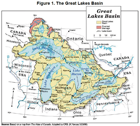 Great Lakes watershed boundary.