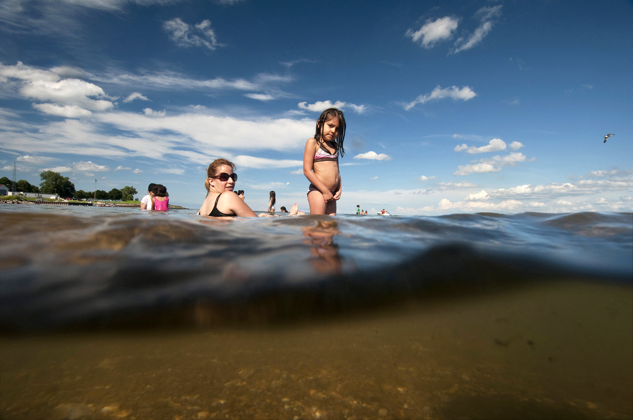 Swimmers at Chicago's Calumet Park near where the Grand Calument River enters Lake Michigan. Image: Lloyd DeGrane