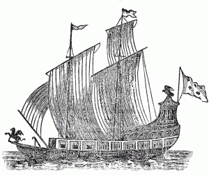 A sketch of what Le Griffon, which disappeared in 1679, looked like. Courtesy of the Great Lakes Exploration Group 