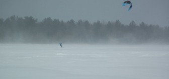 A winter surfer on Black Lake. Photo: Credit.