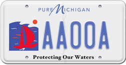 Michigan drivers can purchase a Water Quality license plate, which highlights the importance of protecting the state's water. Image: Michigan Secretary of State