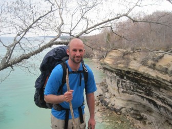 Mike Shriberg hiking at Michigan's Pictured Rocks.