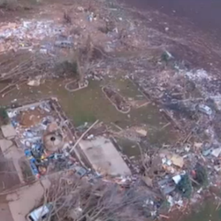 Click image to watch drone footage of the debris. Video: NBC Chicago, courtesy of Daniel Isaacson