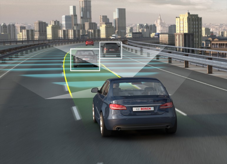 Robot drivers that can automatically accelerate, brake and steer are under development. Image: Press photo, Bosch