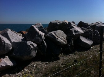 Rocks stabilize Northerly Island erosion. Image: Gary Wilson