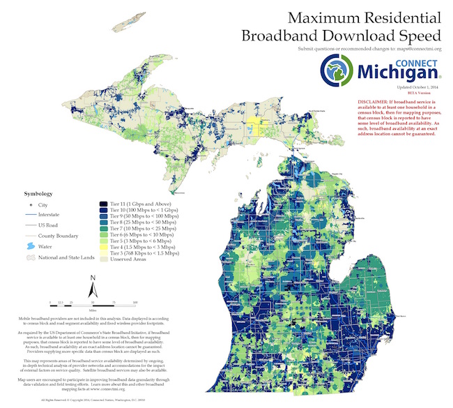 Map: Maximum Residential Broadband Download Speed