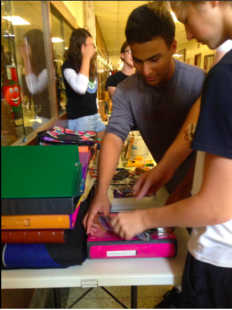 School supplies given out at lunch time at an Ontario school. Image: Lisa Jeffery