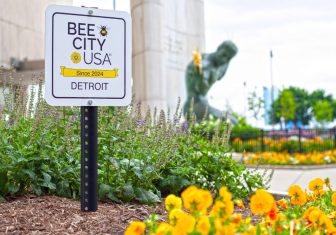 Bee City USA sign in downtown Detroit. Photo courtesy