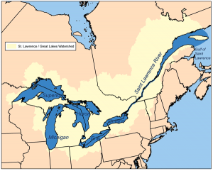 The Gulf of St. Lawrence is the outlet for the Great Lakes into the Atlantic Ocean. Image by Karl Musser via Wikimedia Commons.