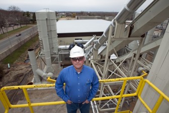 Stacy A. Cook, Vice President and General Manager of Koda Energy, at the combined heat and power biomass plant in Shakopee, Minnesota. Photo by Craig Lassig for Midwest Energy News.