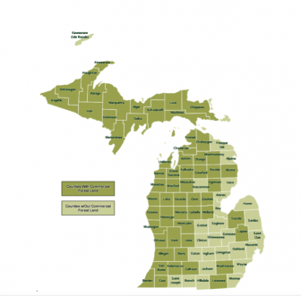 Counties with commercial forests Source: Michigan Biomaterials Initiative.