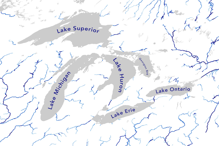 Great Lakes river map