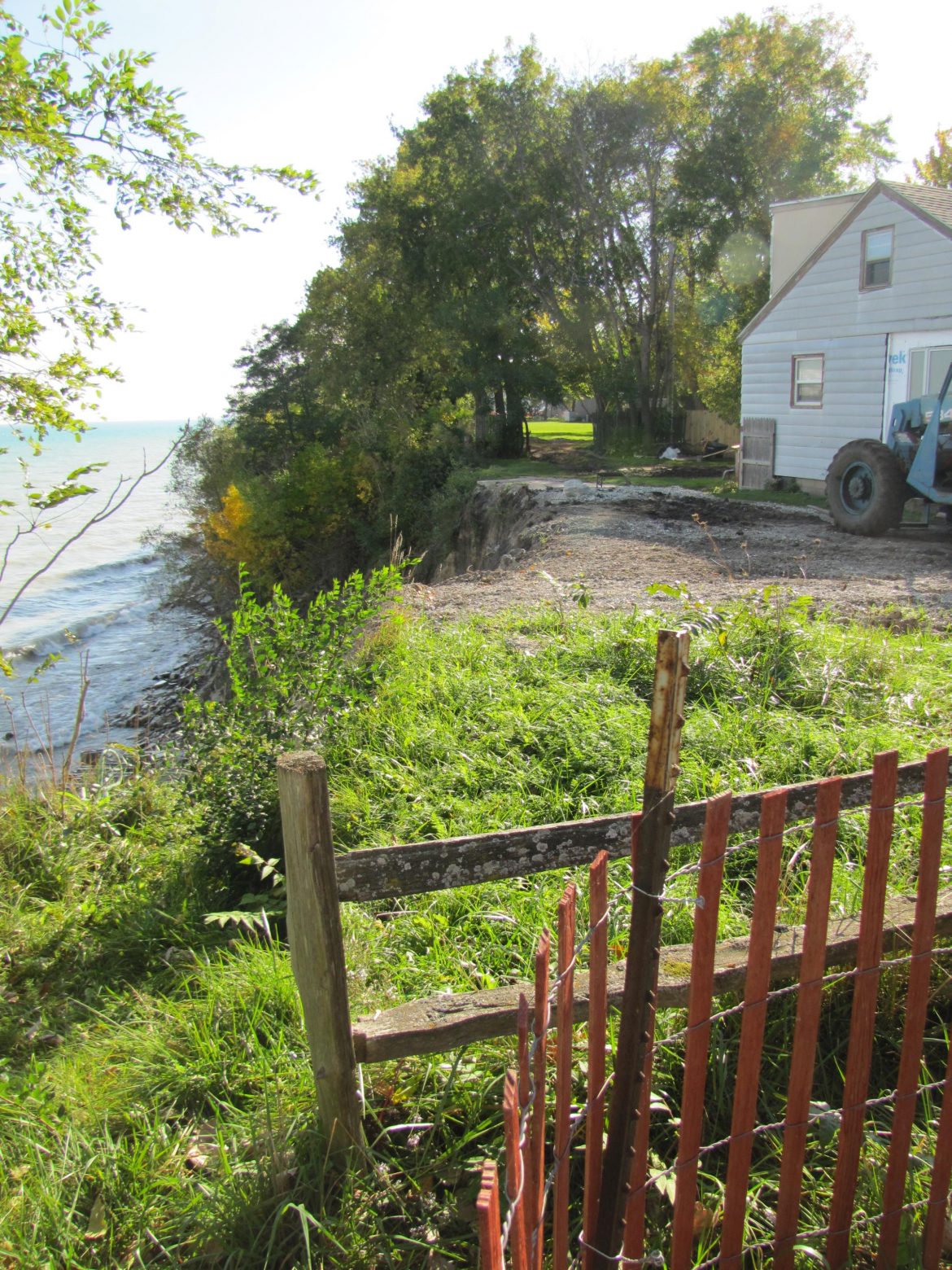 Lake is encroaching on homes. Image: Susan Bence