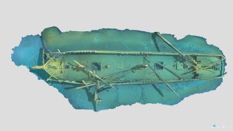 Overhead view of a photogrammetry model of the Mojave. Image: Zach Whitrock, wisconsinshipwrecks.org