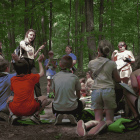 A group of students participating in a learning activity at a state park