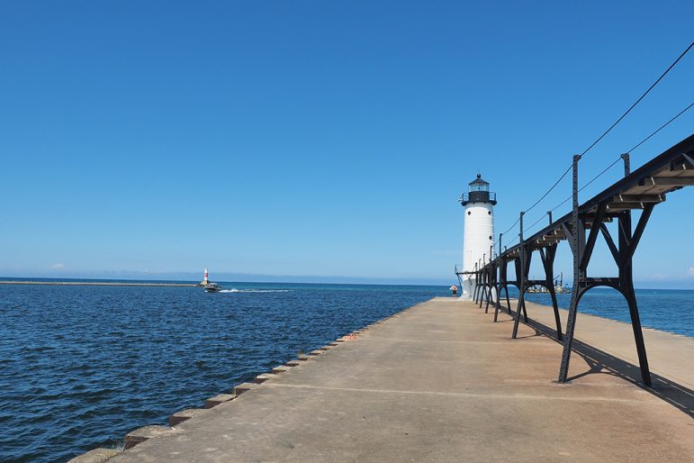 View of the North Pierhead Lighthouse and its dock