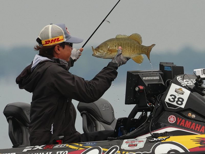 Angler catching a fish.
