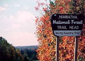 A Hiawatha National Forest trailhead sign