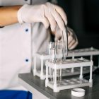 Scientist testing water quality.
