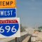 A temporary sign marks the I-696 “Restore the Reuther” construction zone in Southeast Michigan.