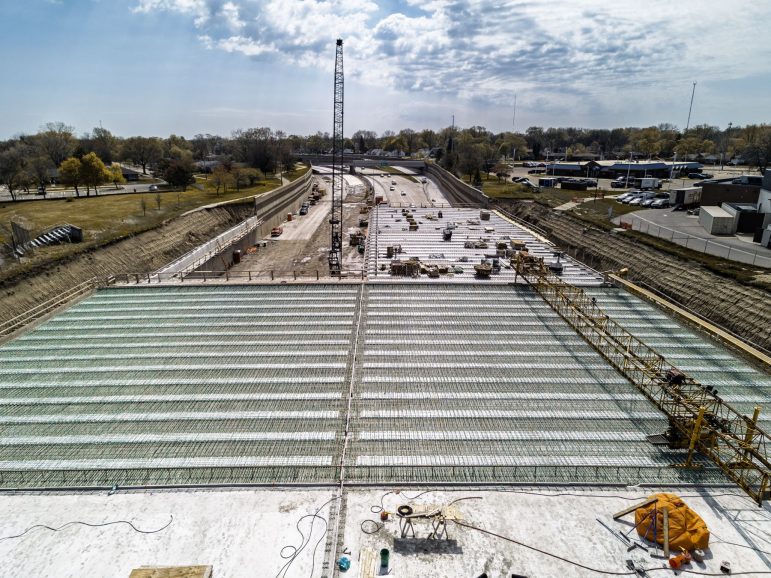 Bridge construction continues along the I-696 “Restore the Reuther” project.